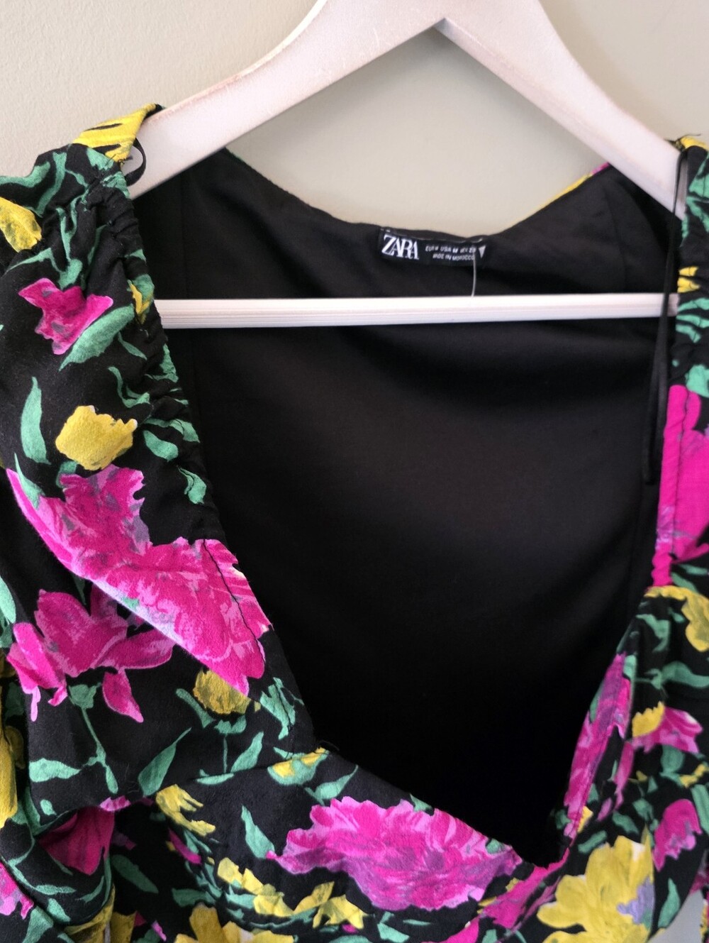 NWOT Zara M Romantic Coquette Girl Feminine Floral Ruched Sweetheart Crop Top - Picture 9 of 15